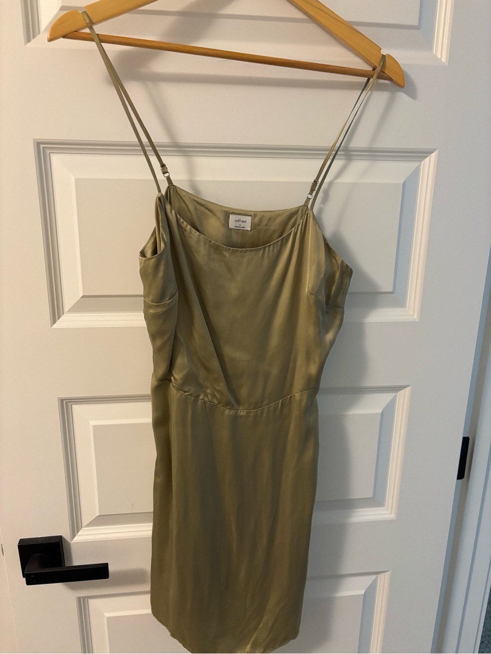 Wilfred Silky Olive Slip Dress with Adjustable Straps